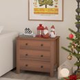 thumbnail image 4 of Costway Commode 2 Pcs à 3 Tiroirs avec Poignées Pratiques Rails de Glissement Fluides Table d'Appoint Noyer, 4 of 9