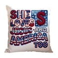 thumbnail image 2 of Linnome Polyester Printed Short Plush Pillowcase Double Sided Independence Day Pattern for Couch Bedroom Decoration 17.7x17.7in Multicolor#03, 2 of 6