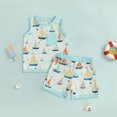 thumbnail image 2 of Little Boy Clothes Set Toddler Baby Sailboat Print Sleeveless Tank Top and Shorts 2-Piece Nautical Summer Outfit Toddler Boy Summer Clothes, 2 of 5