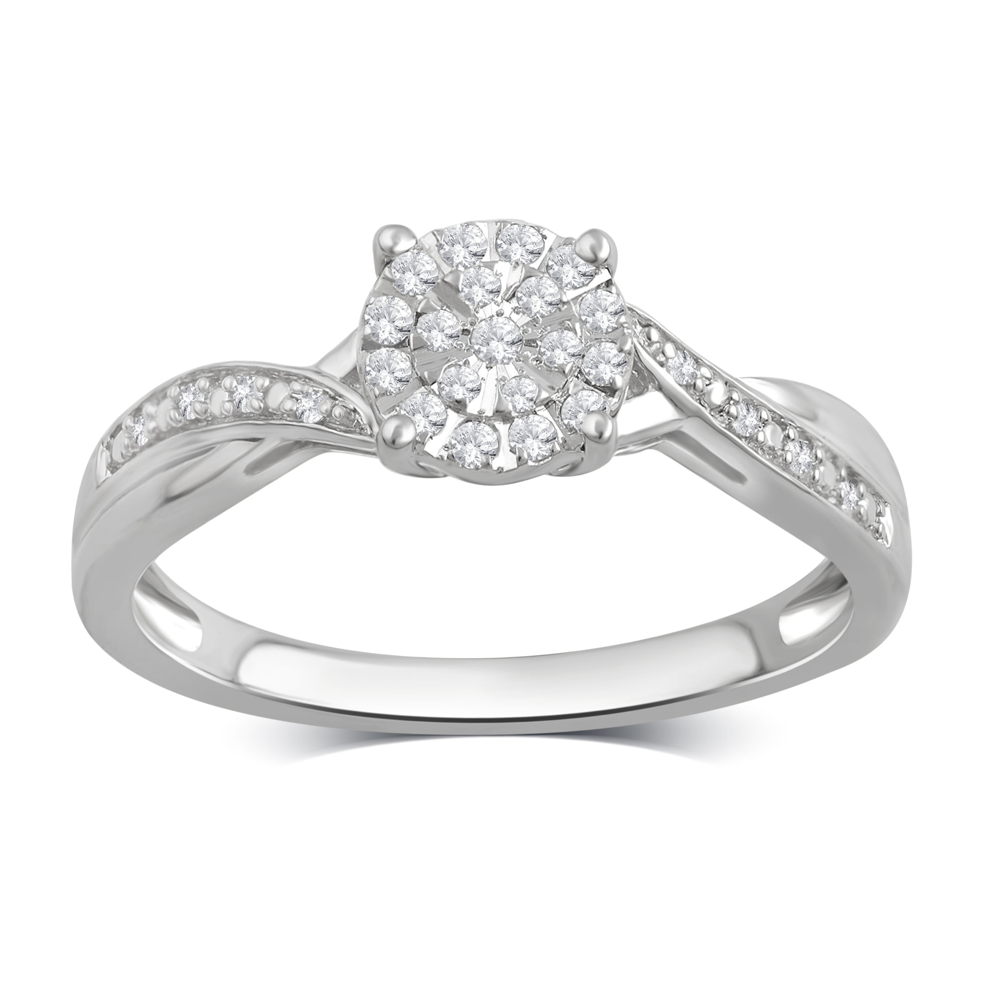 1/5 Carat T.W Diamond Miracle Plate Sterling Silver Twist Bridal Set