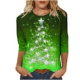 thumbnail image 2 of Holiday Gifts! Titcea Christmas Shirts for Women 3/4 Sleeve Crewneck Glitter Xmas Tree Print Pullover Christmas Sweaters 2024 Fashion Casual Tops, 2 of 4