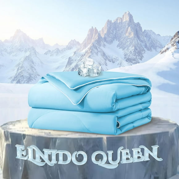 Edredón ELNIDO QUEEN Cooling para personas que duermen en caliente, tamaño King Blue
