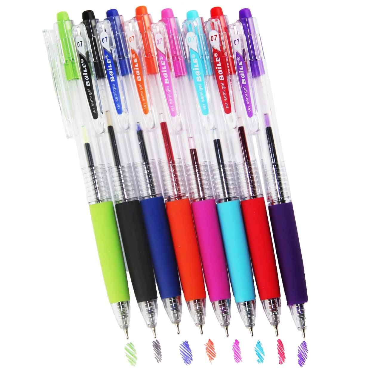 Lineon 3 Colors Retractable Gel Ink Pens with Grip Colored Gel Pens 