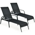 thumbnail image 1 of Costway Lot de 2 Chaises Longues d'Extérieur pour Patio en Tissu, Inclinables, avec Accoudoirs, Réglables, Noires, 1 of 10