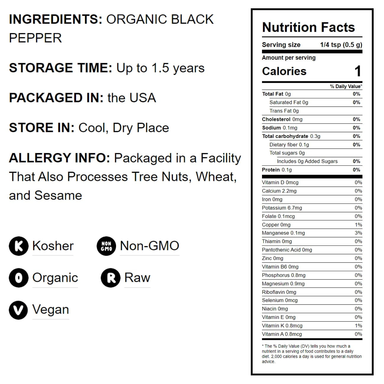Organic Whole Black Pepper, 2 Pounds — Non-GMO, Raw, Vegan, Kosher — by Food to Live