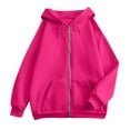 thumbnail image 4 of Lumtrix Zipper Hoodies for Women Oversized Fall Fashion 2025 Casual Winter Jackets Trendy Hooded Zip up Sweatshirt Clothes Hot Pink L, 4 of 6