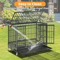 thumbnail image 6 of Homey Pet 37 Inch Heavy Duty Dog Crate Indestructible, Collapsible Dog Cage with Lockable Wheels, Removable Tray, High Anxiety Dog Kennel Indoor, Two Tiers Stackable Dog Crates for Medium Dogs, 6 of 11