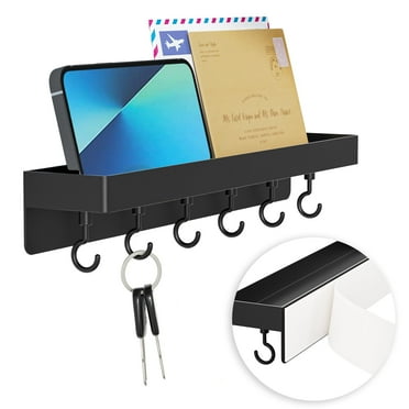 NIFFGAFF Anti-Drop Key Holder for Wall, Self Adhesive Key Rack, Black Key Holder Wall Mount