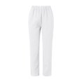thumbnail image 5 of Mohiass Striped Linen Pants Women Side Button Elastic Waist Capri Gauze Pants Lightweight Summer Beach Cropped Trousers 2025 White M, 5 of 6