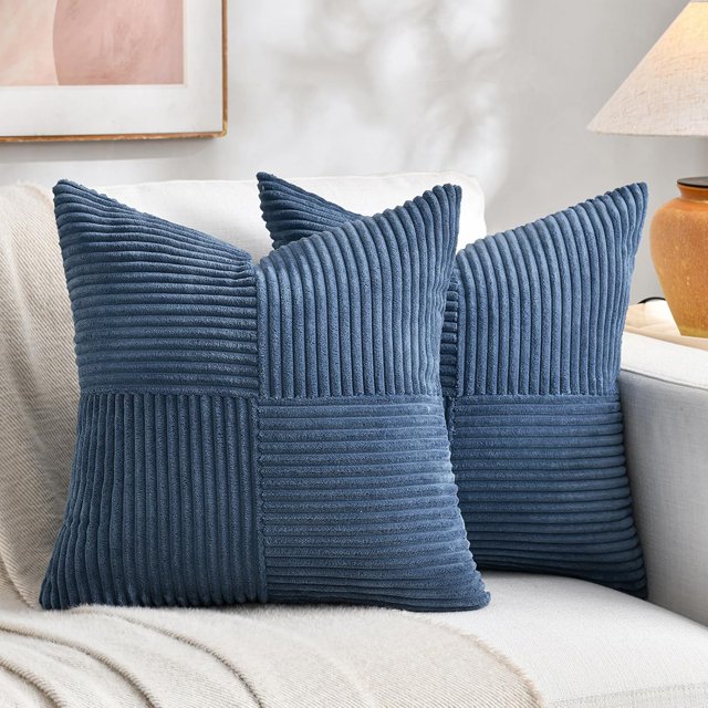 Fancy Homi 2 Packs Cream Lumbar Decorative Throw Pillow Covers 12x20 Inch for Living Room Couch Bed Sofa, Rustic Farmhouse Boho Home Decor, Soft Striped Corduroy Rectangle Accent Cushion Case 30x50 cm