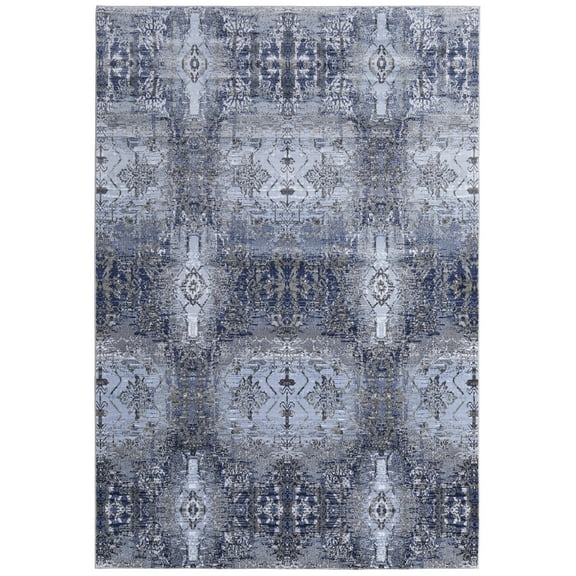 Feizy Gaspar Modern Damask, Blue/Gray/Taupe, 1'8" x 2'10" Accent Rug Easy Care Fade Resistant Stain Resistant Bohemian & Eclectic Distressed Design Carpet for Living Dining Bed Room
