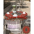 thumbnail image 5 of Hokiten Outdoor Tablecloths with Umbrella Hole & Zipper, Red Boho Round Tablecloths 60 Inch, Vintage Farmhouse Abstract Floral Aesthetic Waterproof Table Cloth, Patio/Pool/Picnic Table Covers, 5 of 7