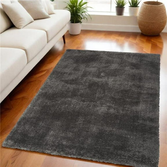 HomeRoots 551122 5 x 7 ft. Shag Rectangle Area Rug, Gray