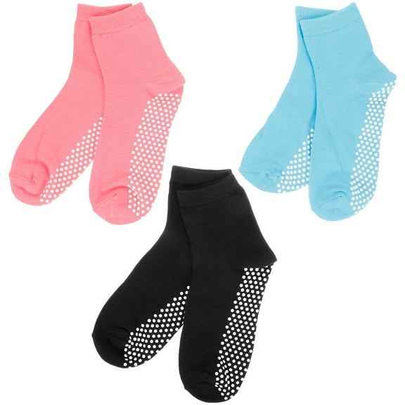 3 Pairs Anti-slip Trampoline Socks Womens Cotton for Breathable Non-slip Yoga Women's Miss