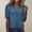 Blue, variant on Womens Business Casual Button Down Shirt Ruffle Ruched Short Sleeve V Neck Top Summer Work Blouse Women Shirts