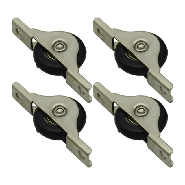 simhoa 4 Pieces Window Pulley Spare Parts Iron Sliding Door Wheels Kitchen Fittings medium black