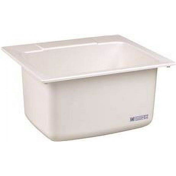 Mustee 17-Gallon White Fiberglass 25in Rectangle Single Bowl Sink