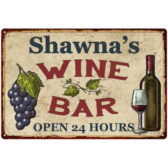 Shawna's Rustic Wine Bar Sign Wall Decor Kitchen Gift 8 x 12 High Gloss Metal 208120056562