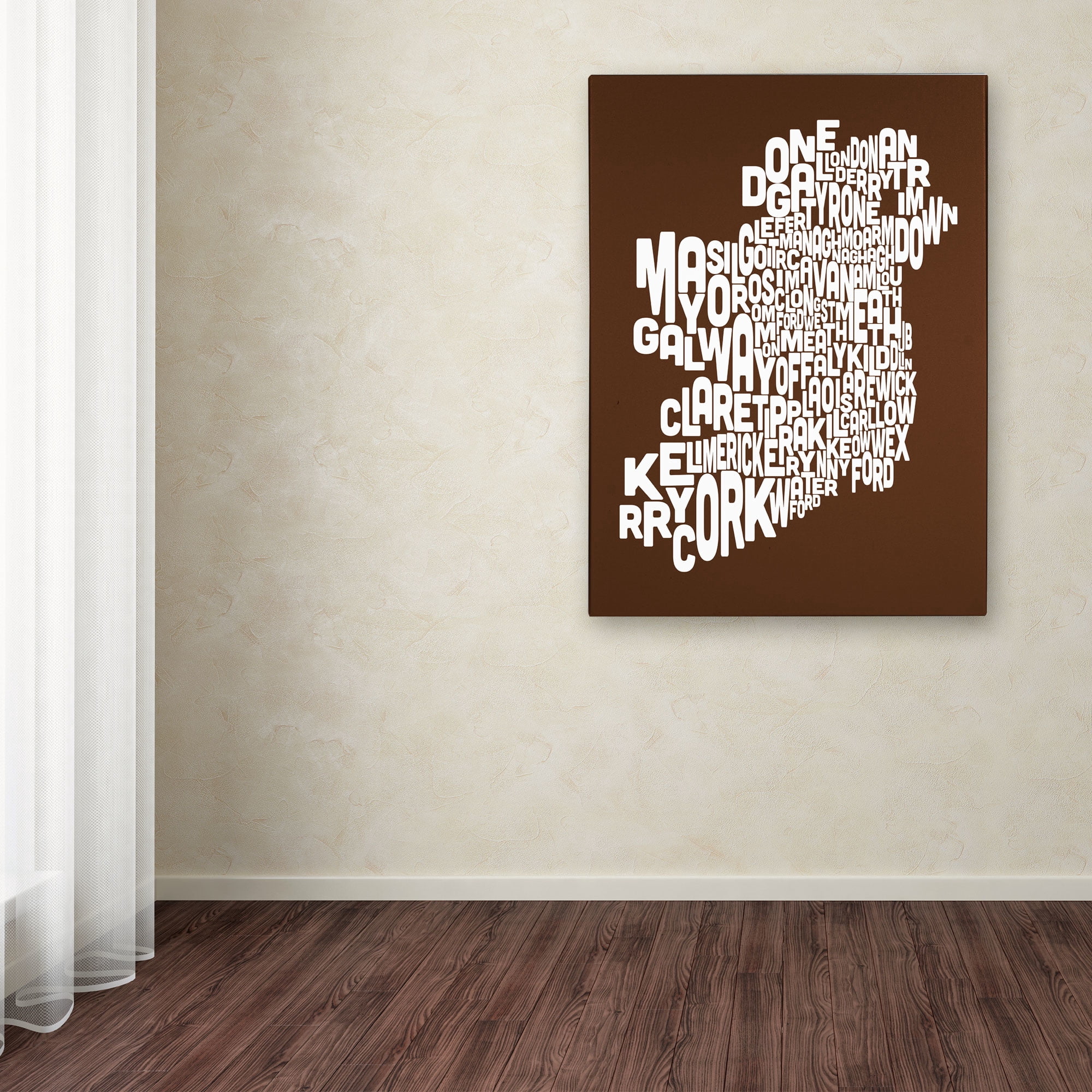 Trademark Art 'CHOCOLATE-Ireland Text Map' Canvas Art by Michael Tompsett