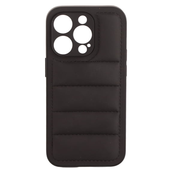 Funda para teléfono con diseño de chaquetas de plumas negras, piel sintética, suave, protectora para iPhone 14 Pro