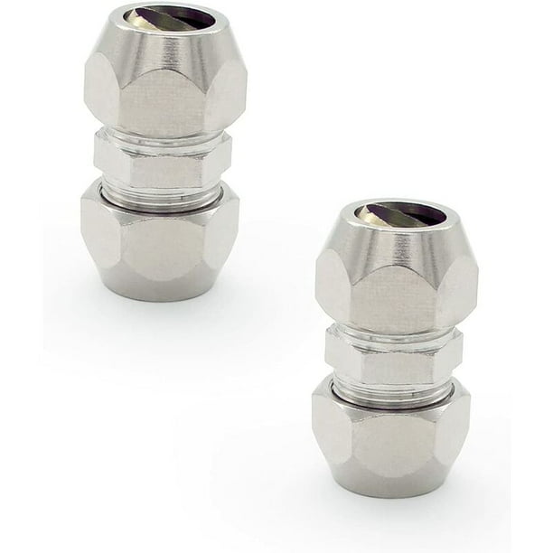 Piezas Conexión de manguera de virola de compresión de 10 mm, conexión de manguera neumática plateada, conector rápido recto de tubo doble niquelado de cobre, adecuado para plomería, compresor de aire esquí esquí Gafas de esquí