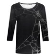 thumbnail image 3 of Womens 3/4 Sleeve T-Shirts Halloween Ladies Graphic Tunic Tops Casual Round Neck Blouses Solid Color Basic Tees Black S, 3 of 4