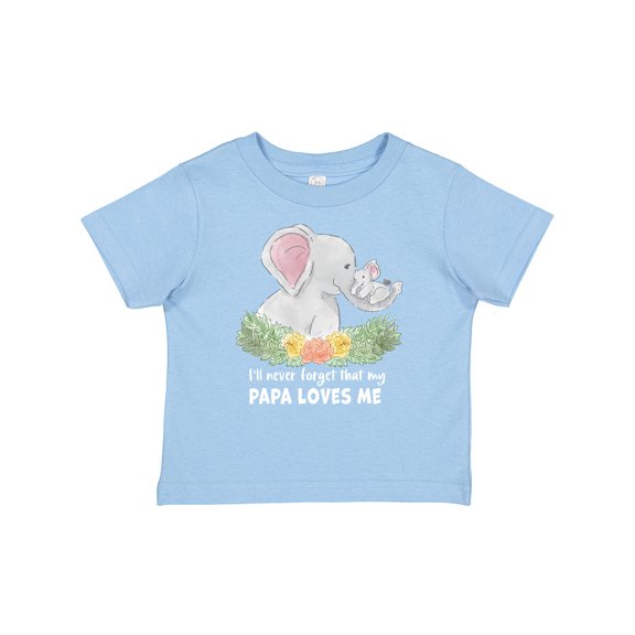 Inktastic I'll Never Forget That My Papa Loves Me with Cute Elephants Boys or Girls Baby T-Shirt
