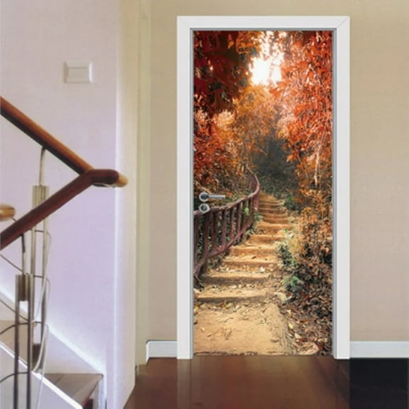 D Forest Landscape Door Sticker Waterproof Soccer Adhesive Mural Decal Home r Rusty Door Wallpaper D