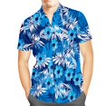 thumbnail image 1 of Camisas Hombres Camisas de manga corta con estampado floral azul Ropa diaria Camisas deportivas al aire libre, 1 of 5