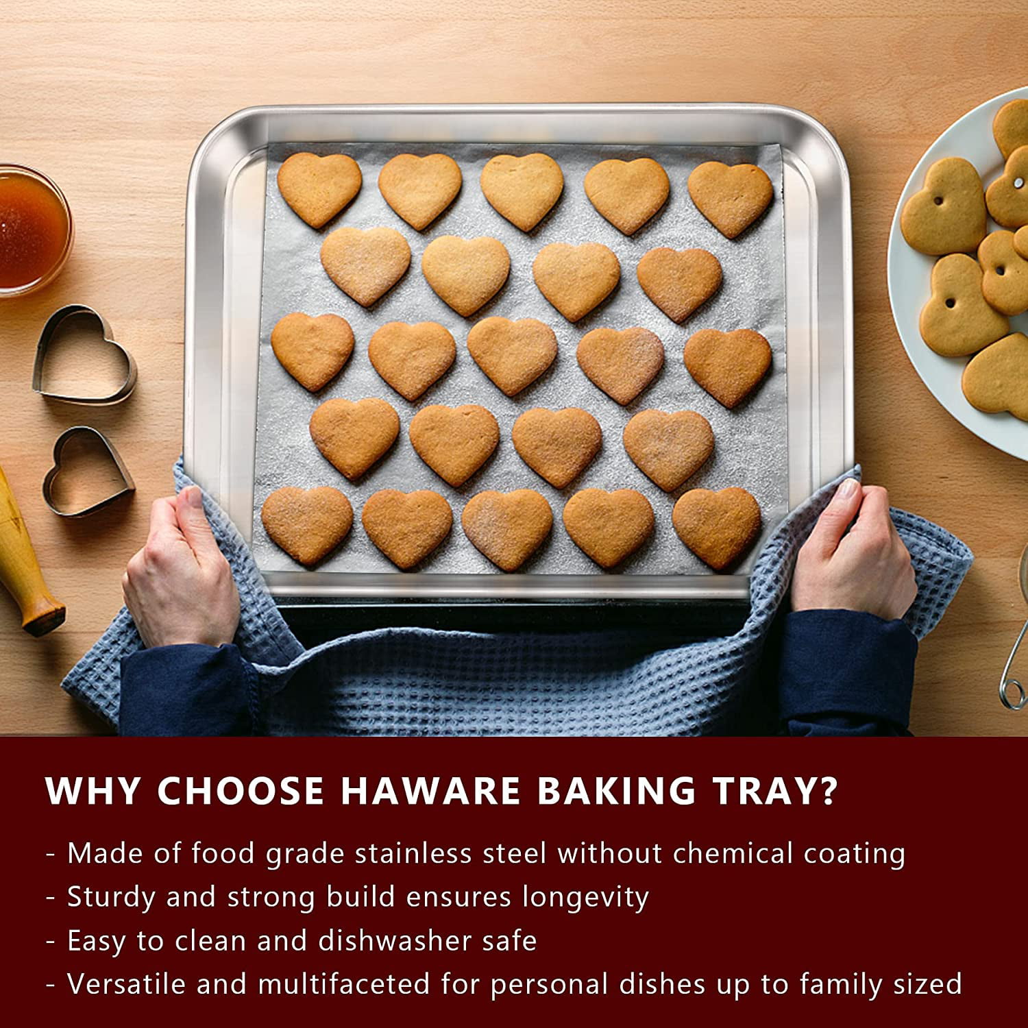  Baking Sheets 2 Pieces, Bastwe Stainless Steel Baking Pan Tray Cookie  Sheet, Rectangle Size 9 X 7 X 1 inch, Healthy & Non Toxic, Rust Free &  Mirror Finish, Easy Clean