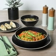 thumbnail image 3 of Gibson Home Dinah 16 Piece Double Bowl Stoneware Embossed Speckled Dinnerware Set - Matte Black, 3 of 4