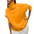 thumbnail image 4 of zaveiop Women's Turtleneck Sweater Chunky Long Sleeve Knitted Pullover Plus Size Casual Trendy 2025 Fall Winter Basic Top (Z-Yellow, S), 4 of 6