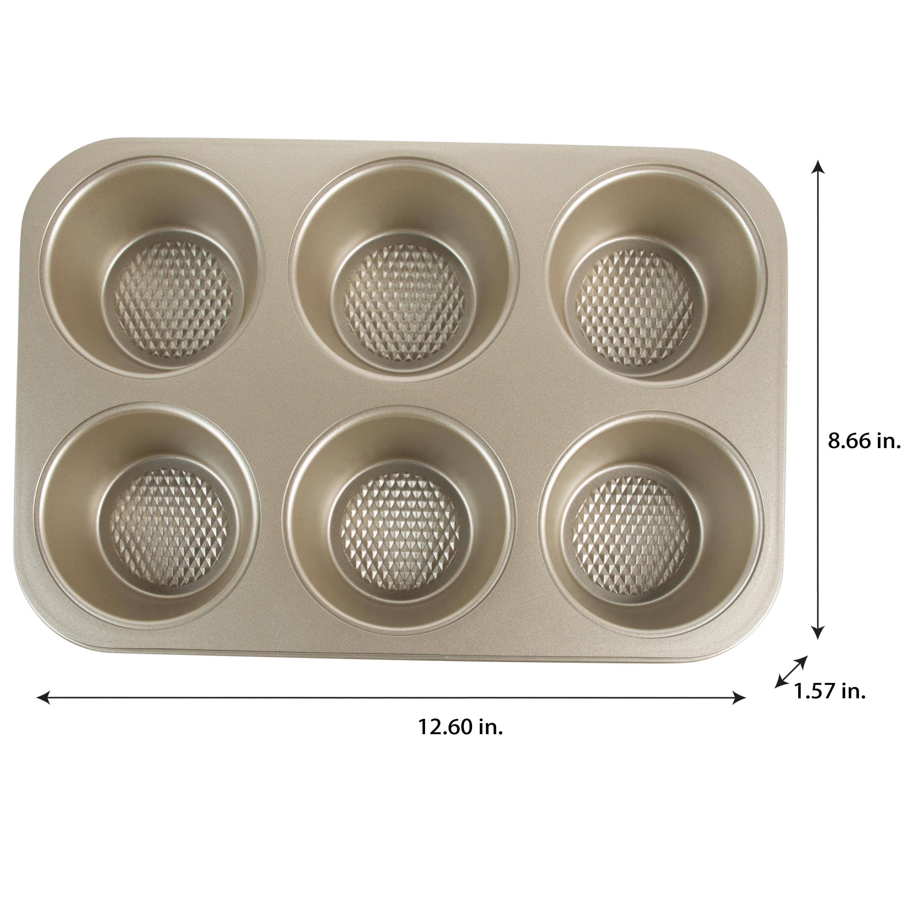 Kitchen Details Pro Series 6 Cup Muffin Pan with Diamond Base, Hand Wash