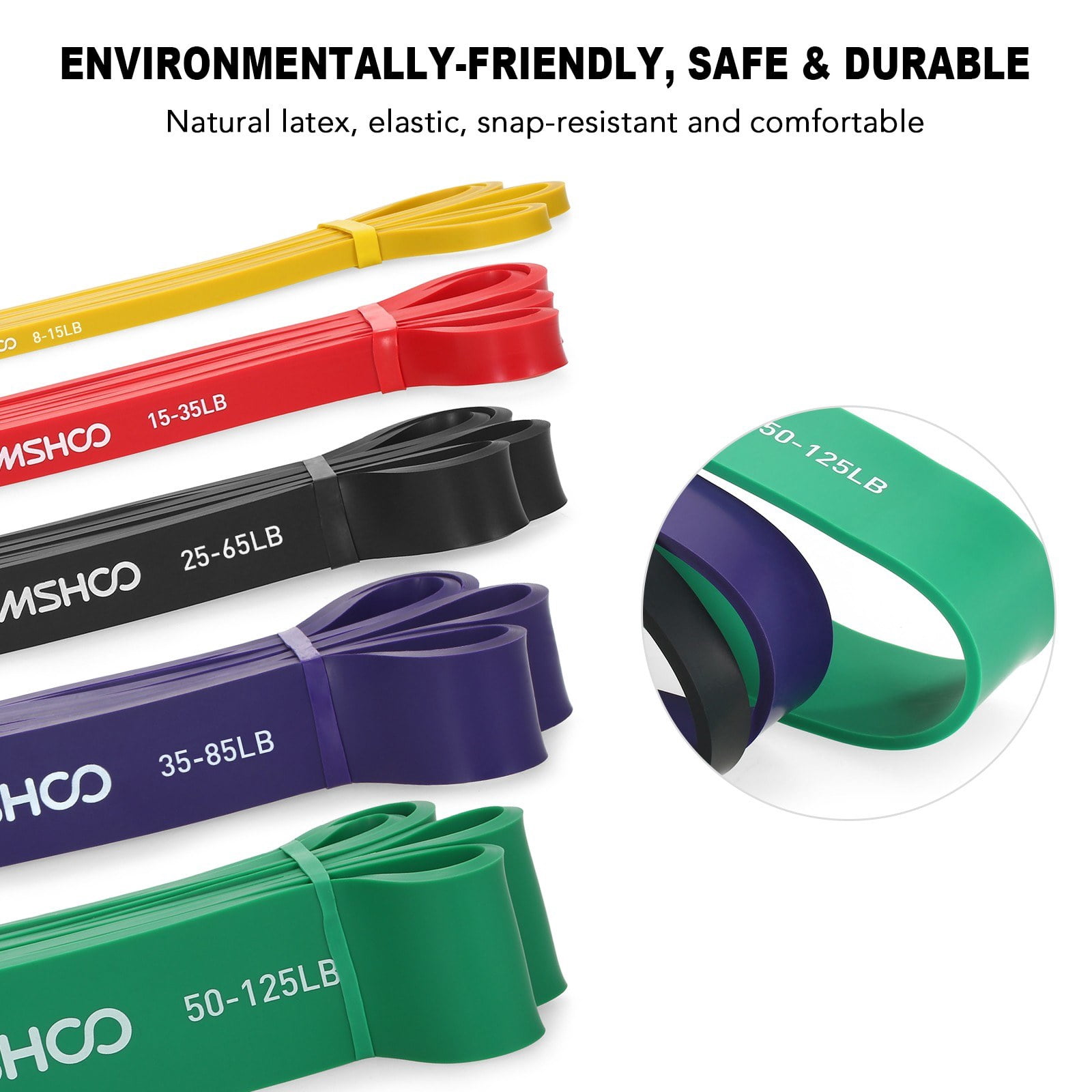TOMSHOO Resistance Loop Band for Powerlifting with Carry Bag