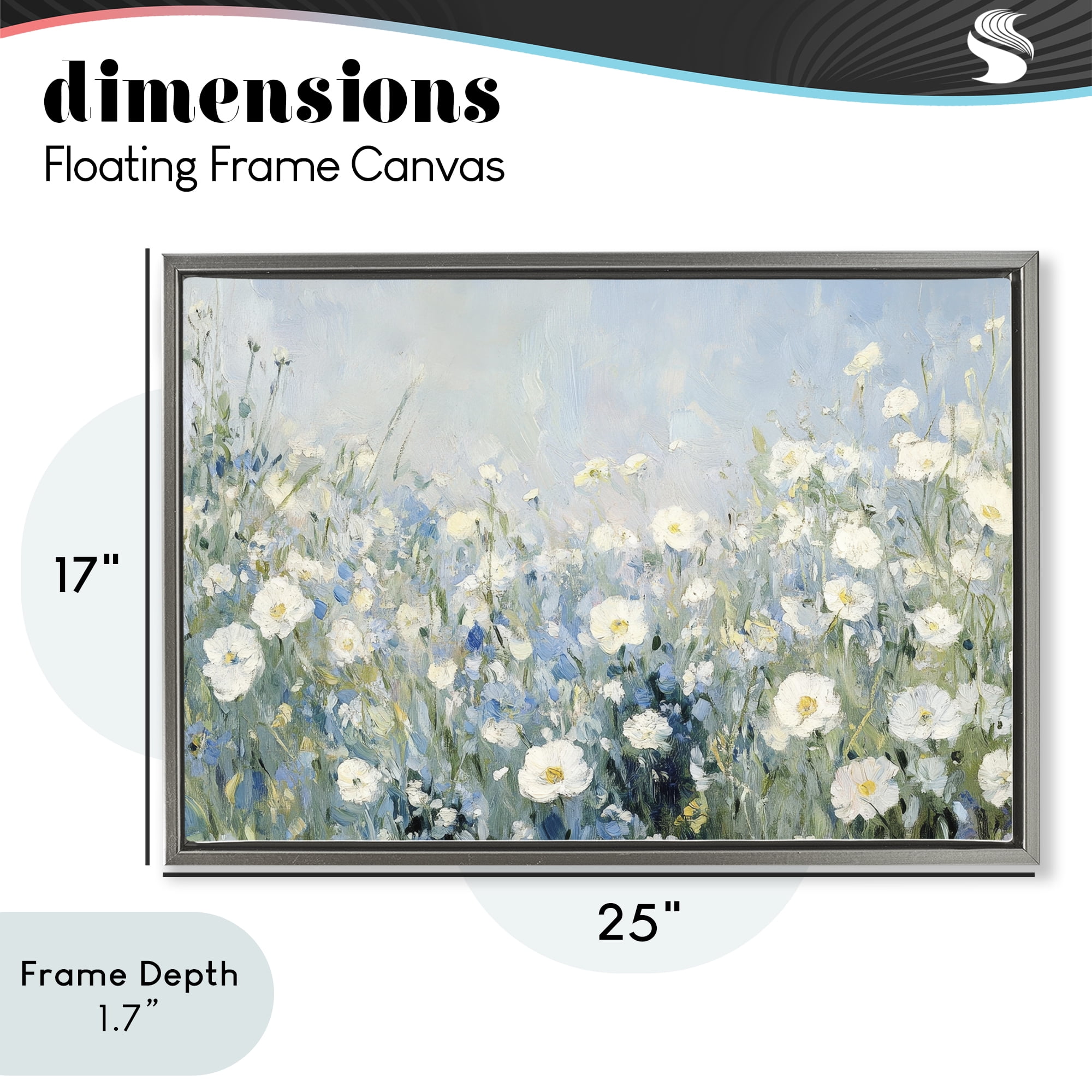 Stupell Industries Meadow Foliage Dream Gray Framed Floater Canvas Wall Art, design by Petal Prints Design