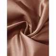 thumbnail image 5 of Coffee Satin Mini Dress With Puff Sleeves, Bow Neck, Cutout V-Neck And Ruched Waist, 5 of 7