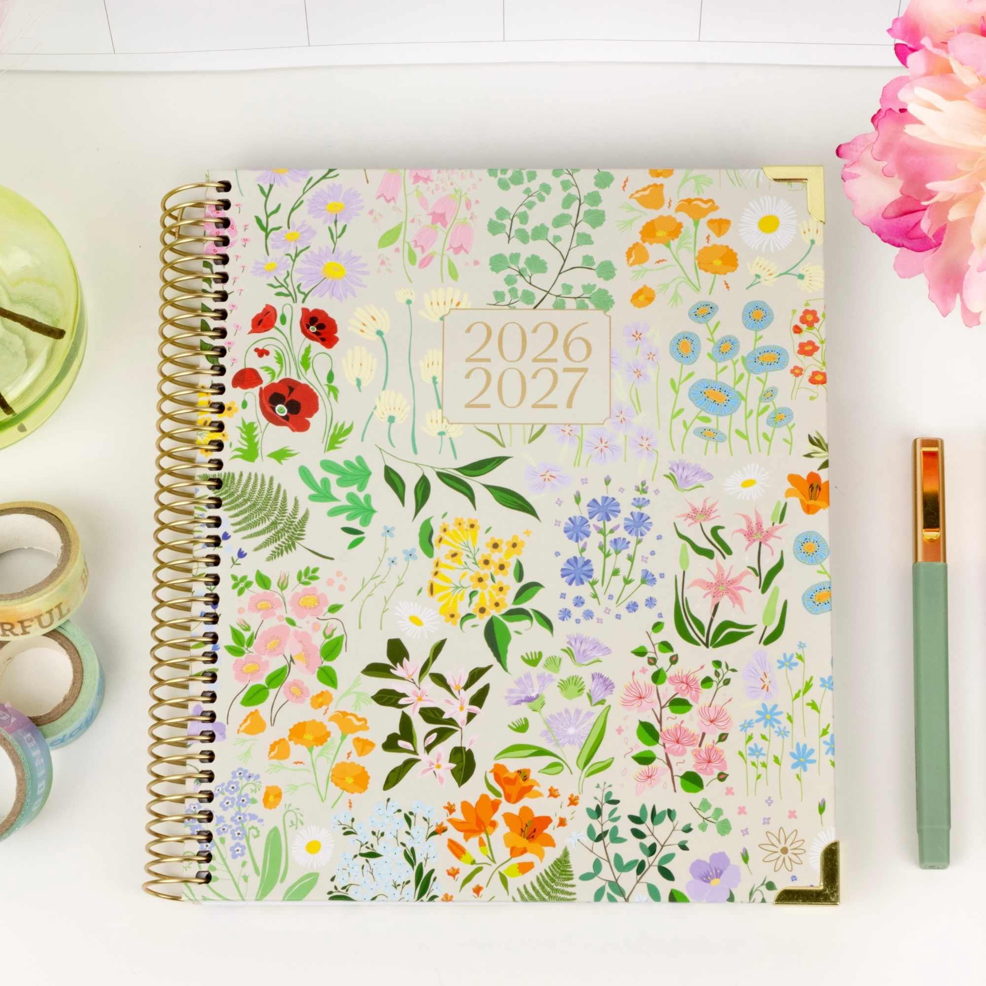 bloom daily planners 2026-2027 Academic Goal & Vision Planner, 13-Month Monthly & Weekly Hard Cover, 7.5" x 9", Garden Party