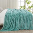 thumbnail image 4 of Biwat Super Soft Queen Blanket Mint Green Premium Silky Flannel Fleece 3D Ribbed Jacquard Lightweight Bed Blanket All Season Use (Mint Green Ribbed, Queen(90"x90")), 4 of 4