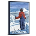 thumbnail image 1 of Skier Admiring - Wyoming - LP Original Poster (12x18 Gallery Wrapped Stretched Canvas), 1 of 1