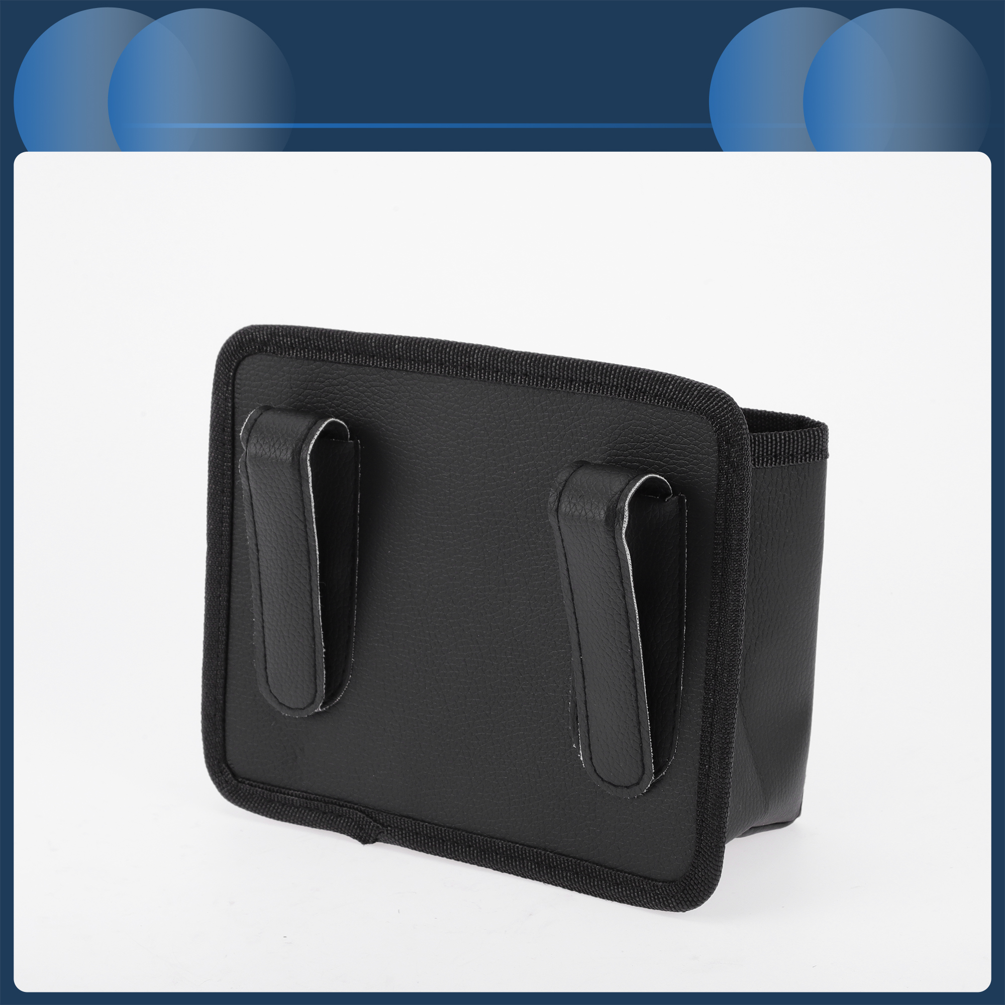 Unique Bargains Car Trash Can Door 7.1x3.2x6.3in Auto Bin Faux Leather Black