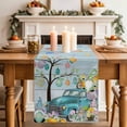 thumbnail image 2 of Table Runner 70 Inches Long for Kitchen Dining, Easter Dresser Scarf Farmhouse, Dining Table Decorations for Wedding/Parties, Turquoise Truck Eggs Gnomes Rabbit Wooden Grain 13 x 70 In, 2 of 8