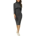 thumbnail image 4 of INSPIRE CHIC Women's Two Piece Outfits Knitted Long Sleeve Turtleneck Sweaters Tank Bodycon Midi Dress Set M Dark Grey, 4 of 6