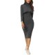 thumbnail image 4 of Conjuntos de dos piezas para mujer INSPIRE CHIC, suéteres de punto de manga larga con cuello alto, vestido midi ajustado de tanque XL en gris oscuro, 4 of 6