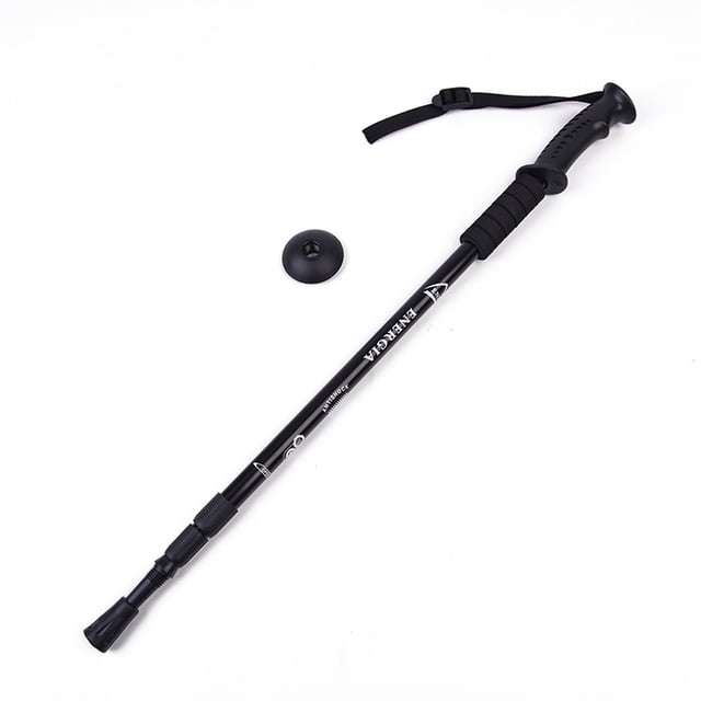 Bastón de montañismo telescópico plegable con mango recto, bastón de tres secciones, muleta de senderismo, bastón para caminar, equipo para exteriores