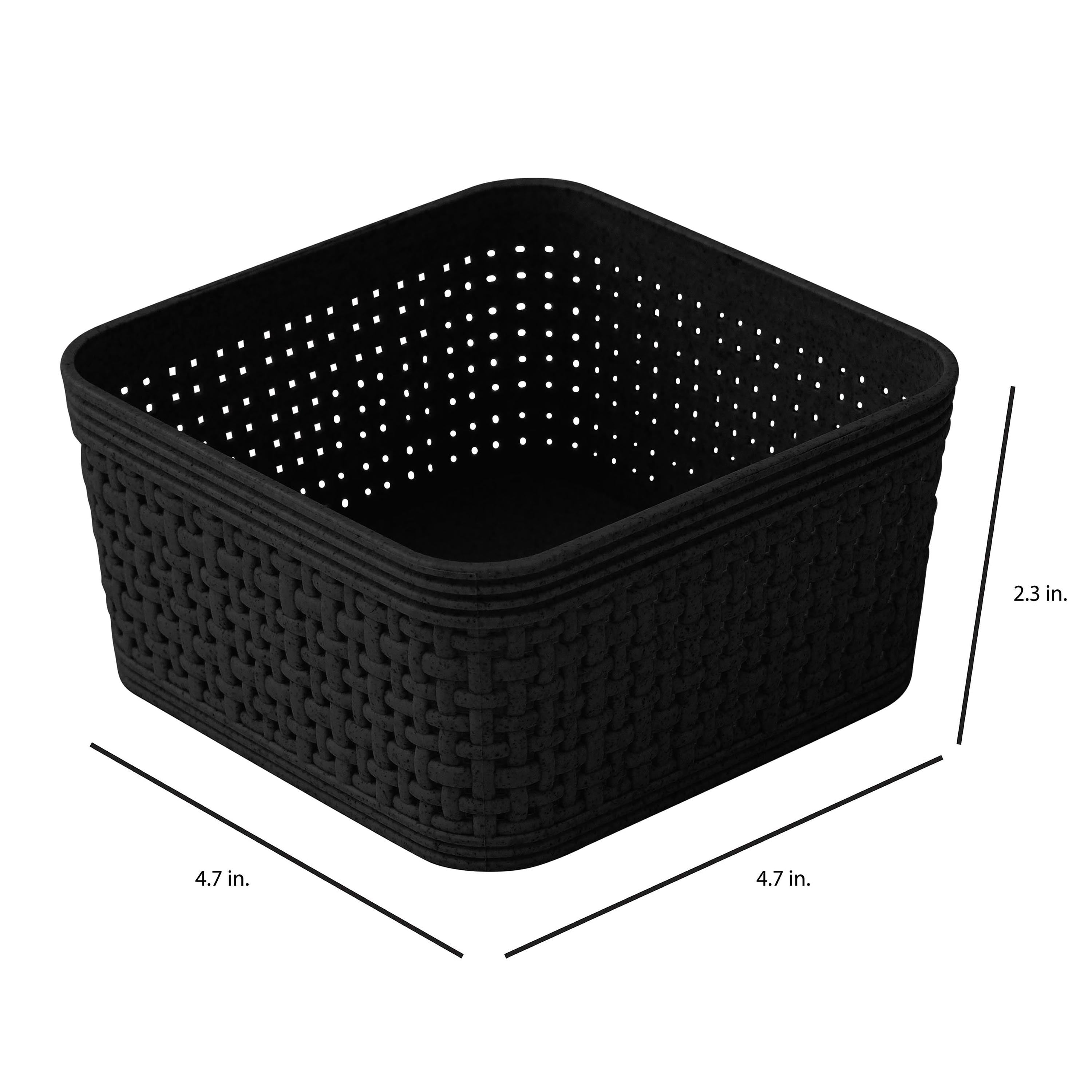 Simplify For Green Living 6 Pack Square Basket Organizing Set in Matte Black Plant Based Wheatgrass