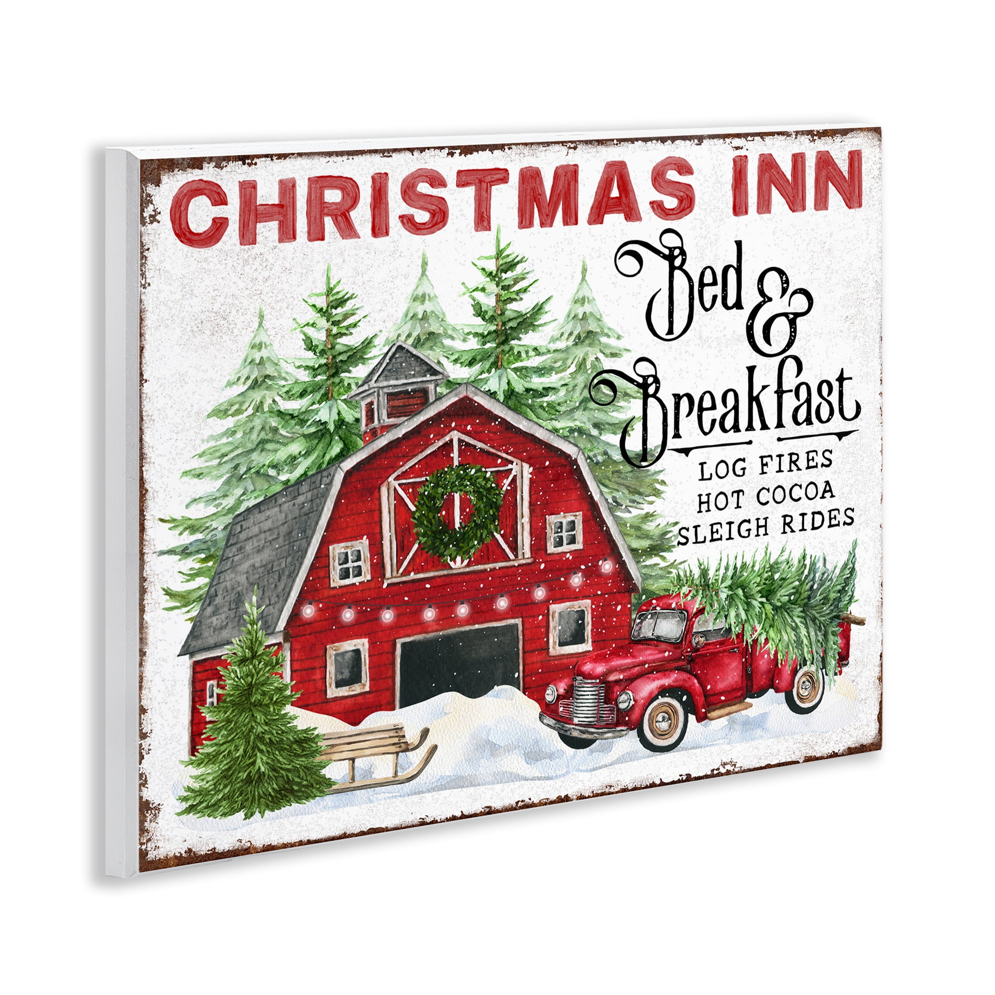 Stupell Industries Christmas Inn Shop Holiday Painting Unframed Art Prints Wall Art, 14 x 11