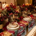 thumbnail image 6 of Christmas Dresser Scarf Farmhouse, Dining Table Decorations for Wedding/Parties, Red Truck Xmas Tree Winter Snowflakes Elk Table Runner 120 Inches Long for Kitchen Dining, 13 x 120 In, 6 of 9