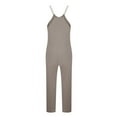 thumbnail image 6 of Lenpel Jumpsuits for Women Sleeveless Spaghetti Strap V Neck Straight Leg Rompers Casual Loose Overalls with Pockets, 6 of 7