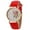 Red, variant on Women Arabic Number Rose Flower Round Dial Faux Leather Band Quartz Wrist Watch