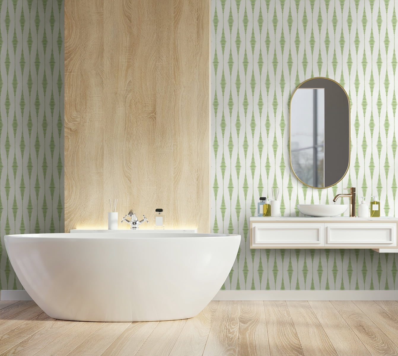 Seabrook Designs  Striped Ikat Peel and Stick Wallpaper 27 in. W x 18 ft. L - Macaw Green
